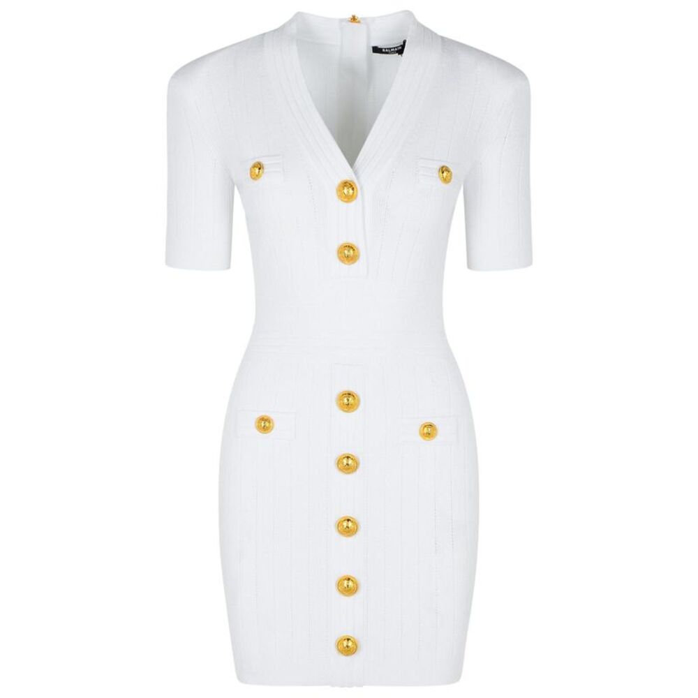 Balmain White Viscose Blend Dress Women